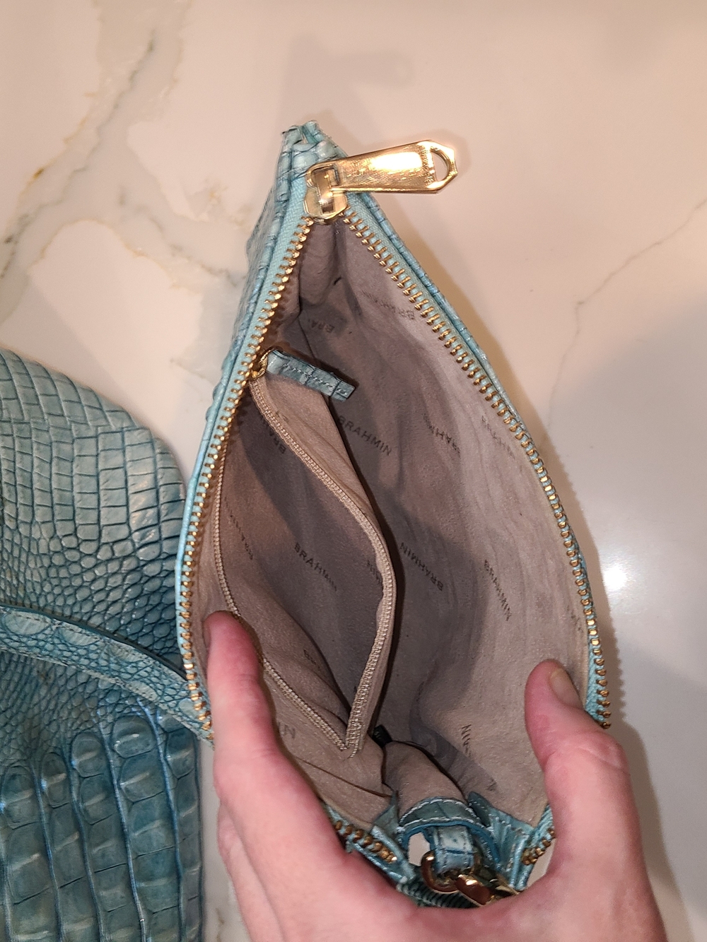 Brahmin Mineral Blue Medium Asher Tote With Matching Daisy Wristlet - Picture 11 of 12